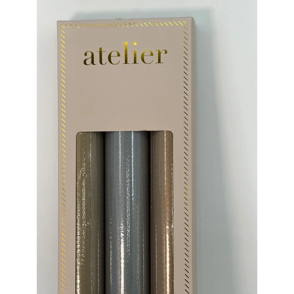 Atelier Luxury Gift Wrap Set of 3 Metallic Textured Paper Rolls 75 SqFt 109-02